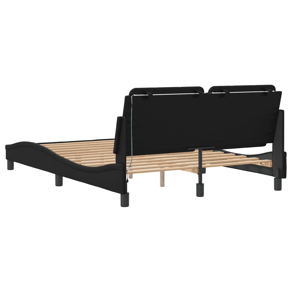 Bedframe met LED-verlichting kunstleer zwart 120x200 cm is nu te koop bij PeponiXL, paradijselijk wonen!