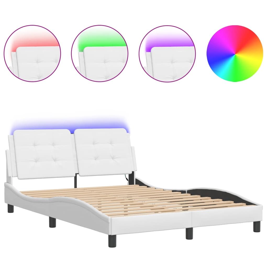 Bedframe met LED zonder matras "Zadar" wit 120x200 cm is nu te koop bij PeponiXL, paradijselijk wonen!