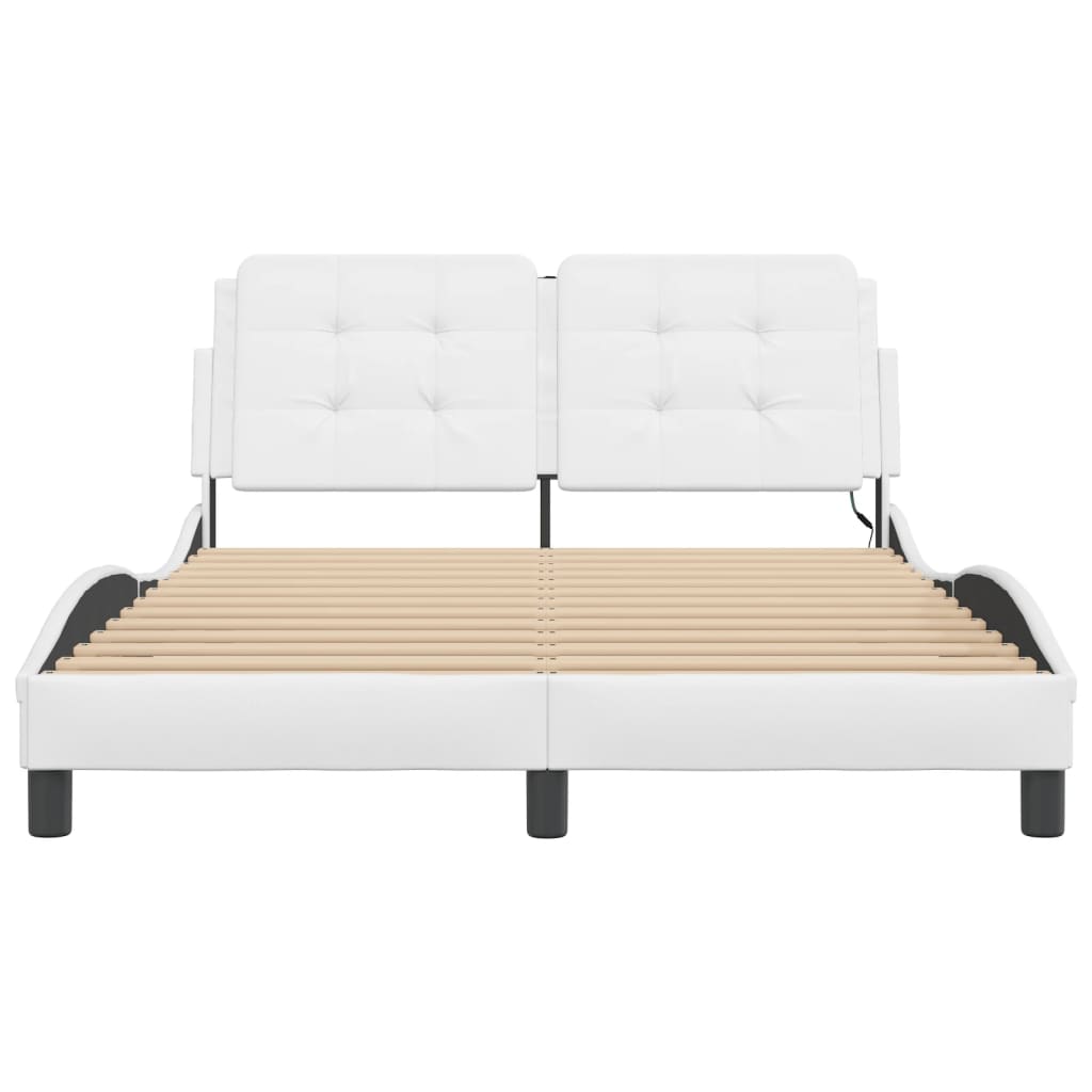 Bedframe met LED-verlichting kunstleer wit 120x200 cm is nu te koop bij PeponiXL, paradijselijk wonen!