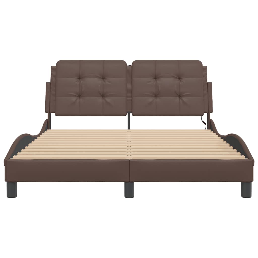 Bedframe met LED-verlichting kunstleer bruin 120x200 cm is nu te koop bij PeponiXL, paradijselijk wonen!