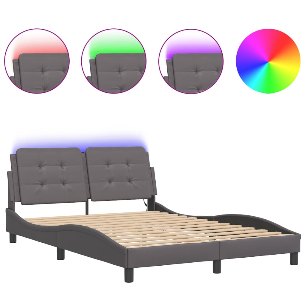 Bedframe met LED zonder matras "Zadar" grijs 120x200 cm is nu te koop bij PeponiXL, paradijselijk wonen!