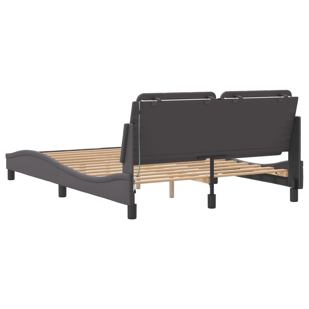 Bedframe met LED-verlichting kunstleer grijs 120x200 cm is nu te koop bij PeponiXL, paradijselijk wonen!