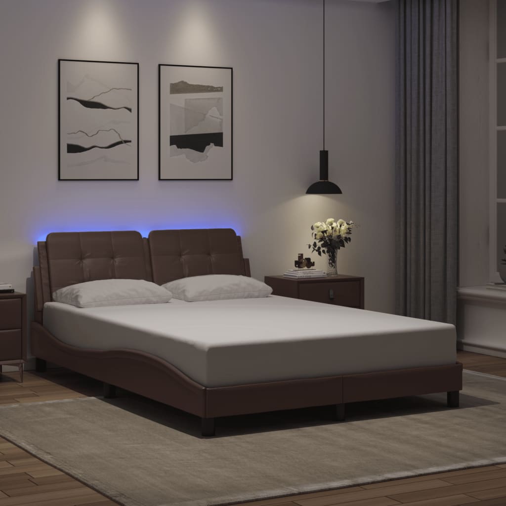 Bedframe met LED-verlichting kunstleer grijs 120x200 cm is nu te koop bij PeponiXL, paradijselijk wonen!