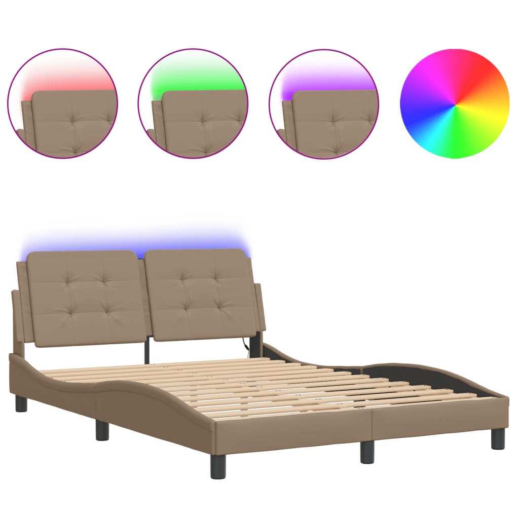 Bedframe met LED zonder matras "Zadar" cappuccino 120x200 cm is nu te koop bij PeponiXL, paradijselijk wonen!