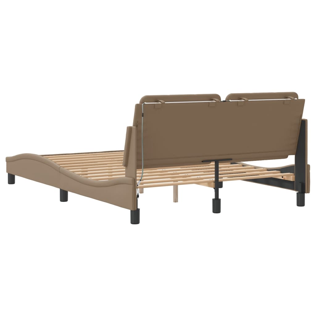 Bedframe met LED-verlichting kunstleer cappuccino 120x200 cm is nu te koop bij PeponiXL, paradijselijk wonen!