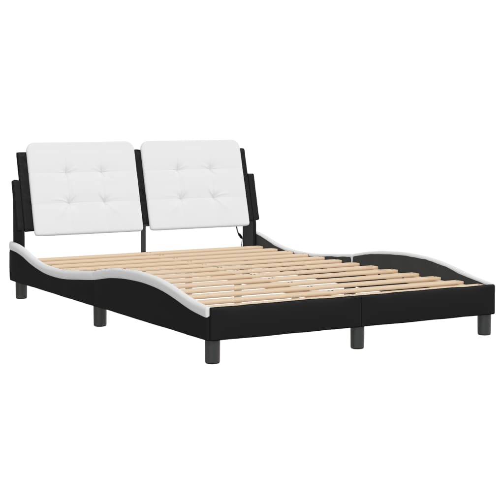 Bedframe met LED-verlichting kunstleer zwart en wit 120x200 cm is nu te koop bij PeponiXL, paradijselijk wonen!