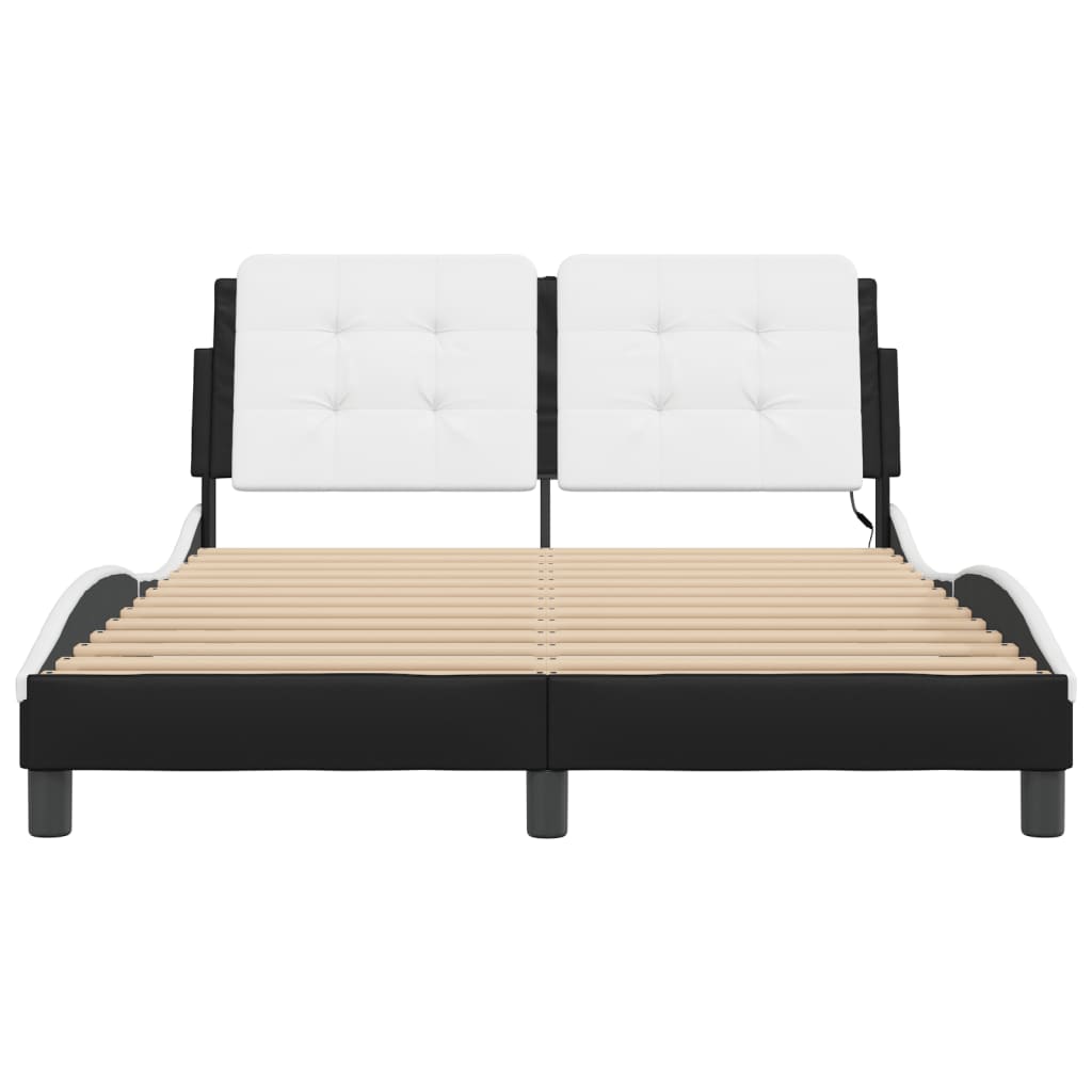 Bedframe met LED zonder matras "Zadar" zwart en wit 120x200 cm is nu te koop bij PeponiXL, paradijselijk wonen!