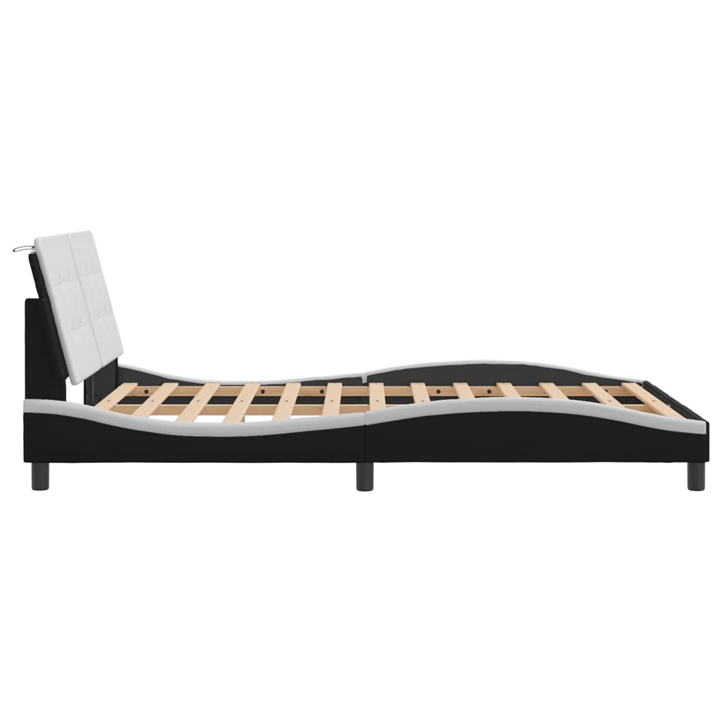 Bedframe met LED-verlichting kunstleer zwart en wit 120x200 cm is nu te koop bij PeponiXL, paradijselijk wonen!