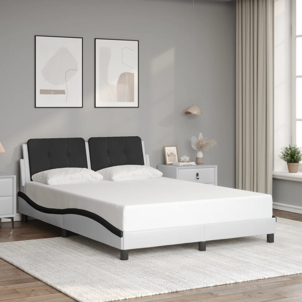 Bedframe met LED-verlichting kunstleer wit en zwart 120x200 cm is nu te koop bij PeponiXL, paradijselijk wonen!