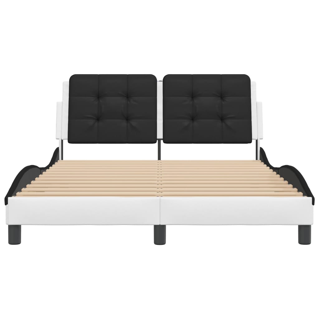 Bedframe met LED zonder matras "Zadar" wit en zwart 120x200 cm is nu te koop bij PeponiXL, paradijselijk wonen!