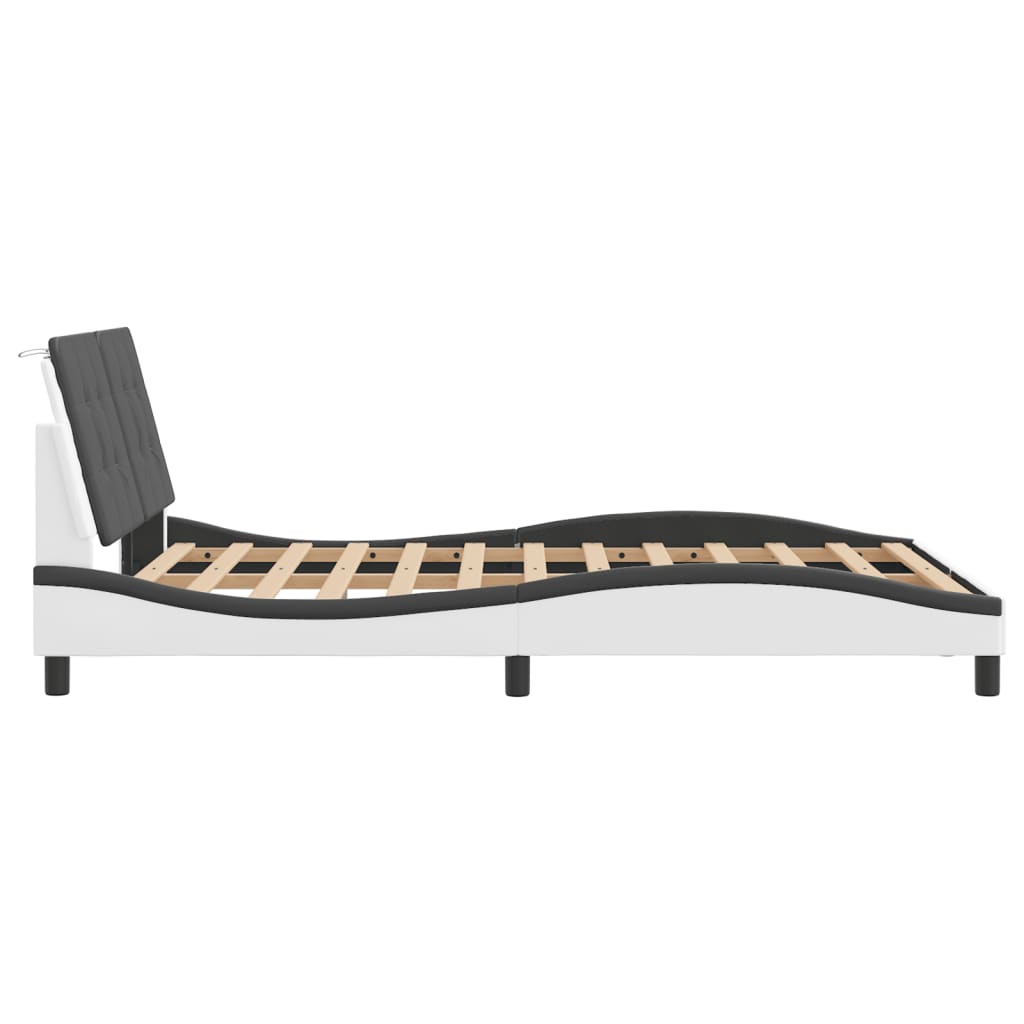 Bedframe met LED-verlichting kunstleer wit en zwart 120x200 cm is nu te koop bij PeponiXL, paradijselijk wonen!