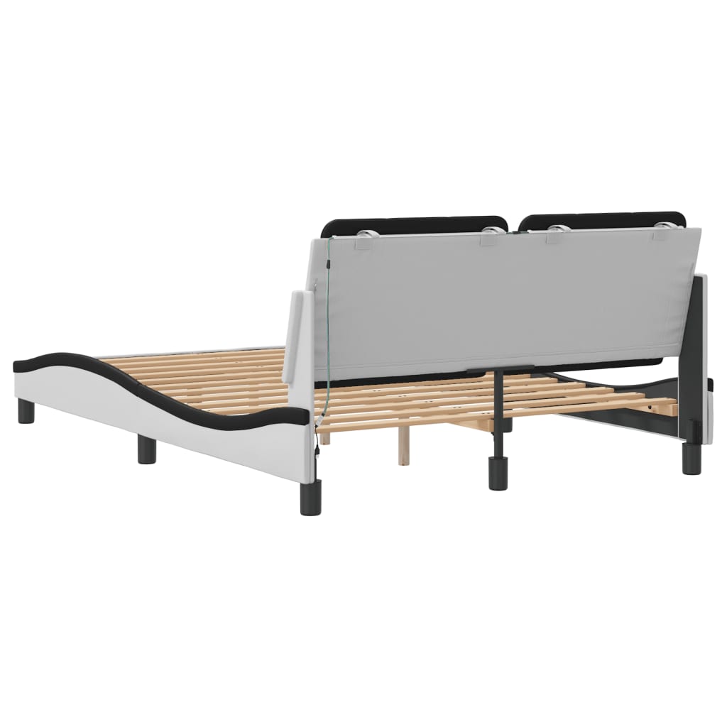 Bedframe met LED zonder matras "Zadar" wit en zwart 120x200 cm is nu te koop bij PeponiXL, paradijselijk wonen!