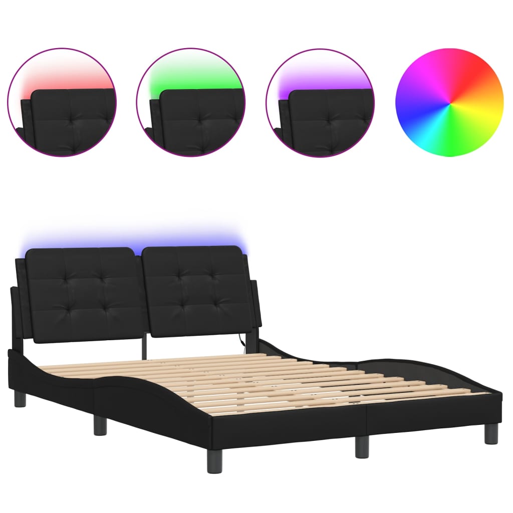 Bedframe met LED zonder matras "Zadar" zwart 140x190 cm is nu te koop bij PeponiXL, paradijselijk wonen!