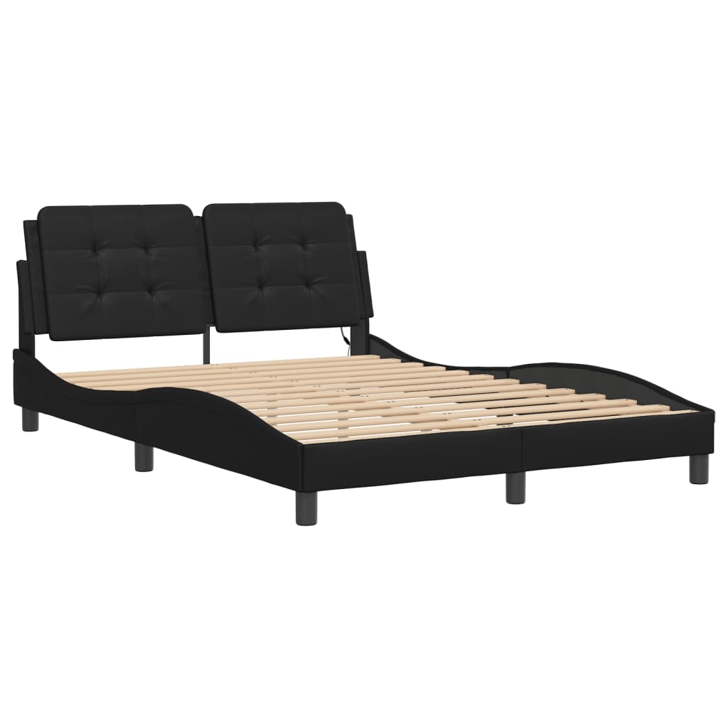Bedframe met LED zonder matras "Zadar" zwart 140x190 cm is nu te koop bij PeponiXL, paradijselijk wonen!