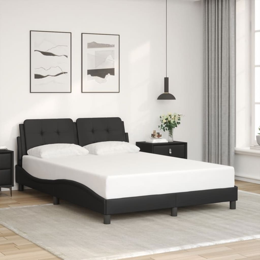 Bedframe met LED-verlichting kunstleer zwart 140x190 cm is nu te koop bij PeponiXL, paradijselijk wonen!