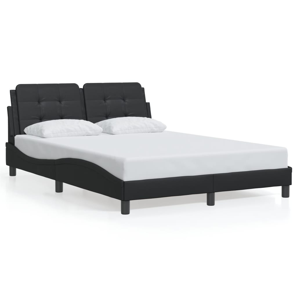 Bedframe met LED-verlichting kunstleer zwart 140x190 cm is nu te koop bij PeponiXL, paradijselijk wonen!