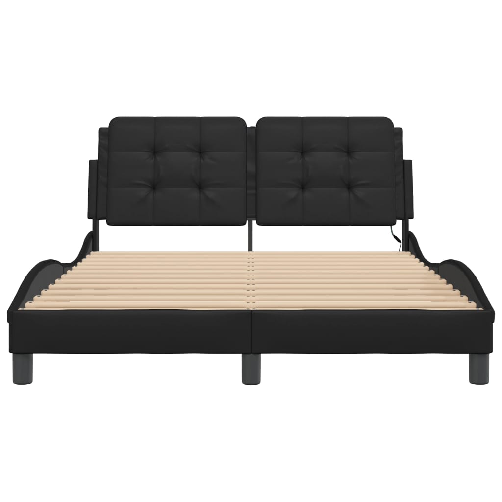 Bedframe met LED-verlichting kunstleer zwart 140x190 cm is nu te koop bij PeponiXL, paradijselijk wonen!