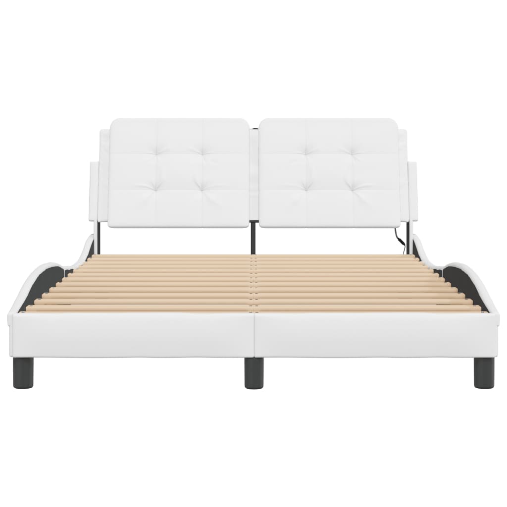 Bedframe met LED-verlichting kunstleer wit 140x190 cm is nu te koop bij PeponiXL, paradijselijk wonen!