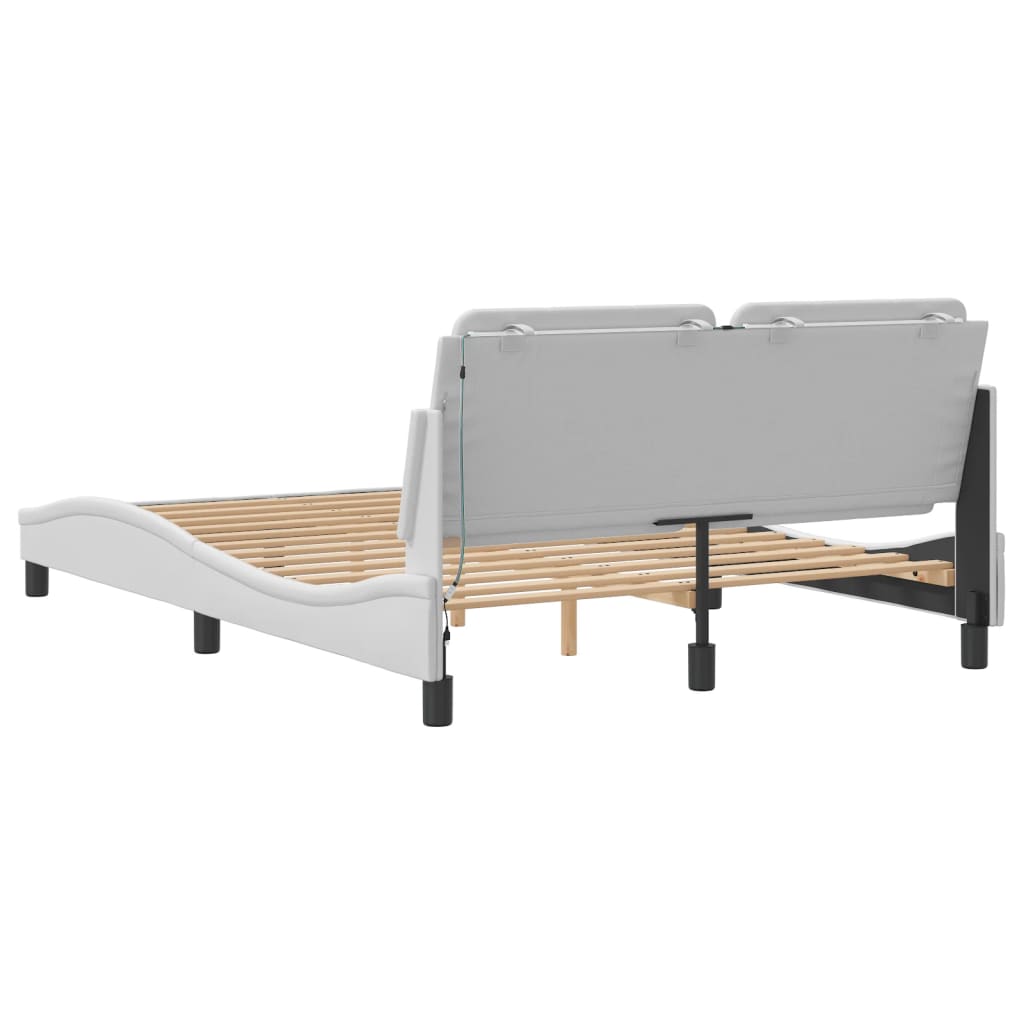 Bedframe met LED-verlichting kunstleer wit 140x190 cm is nu te koop bij PeponiXL, paradijselijk wonen!