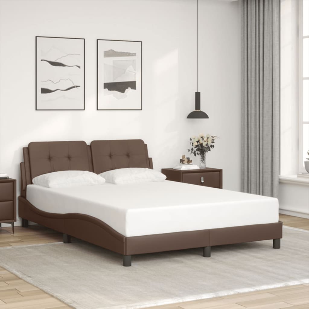 Bedframe met LED-verlichting kunstleer bruin 140x190 cm is nu te koop bij PeponiXL, paradijselijk wonen!