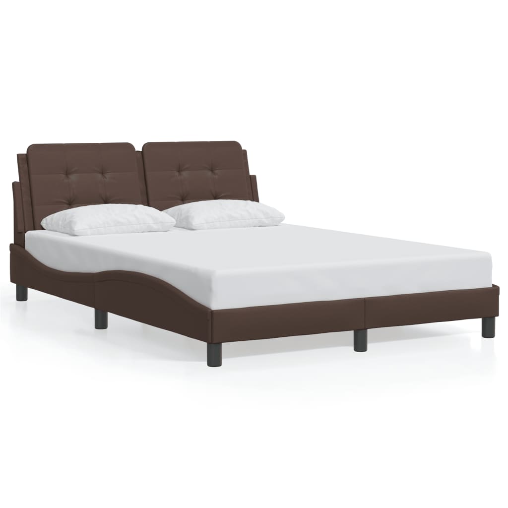 Bedframe met LED-verlichting kunstleer bruin 140x190 cm is nu te koop bij PeponiXL, paradijselijk wonen!