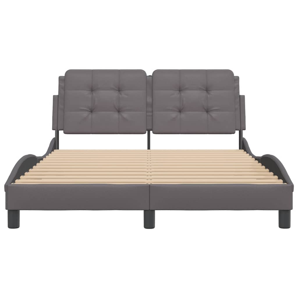 Bedframe met LED-verlichting kunstleer grijs 140x190 cm is nu te koop bij PeponiXL, paradijselijk wonen!