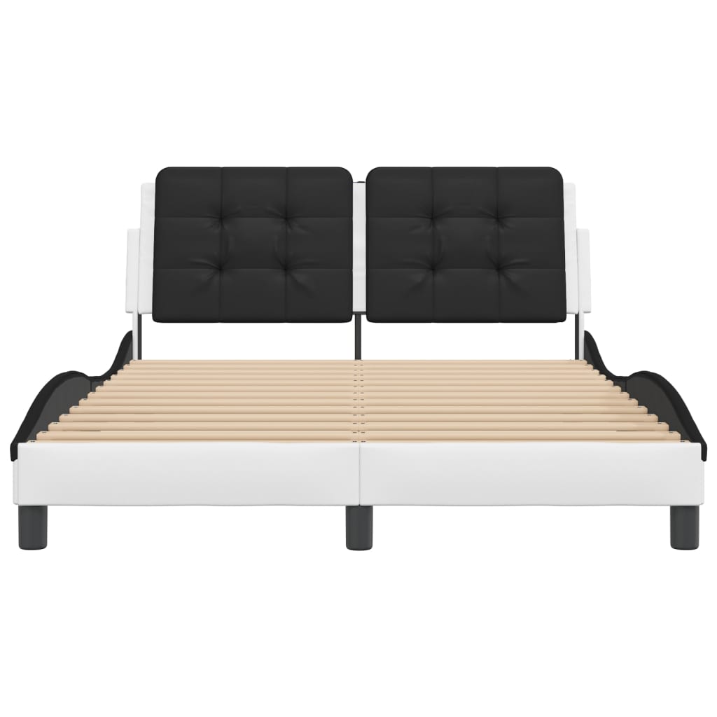 Bedframe met LED zonder matras "Zadar" wit en zwart 140x190 cm is nu te koop bij PeponiXL, paradijselijk wonen!