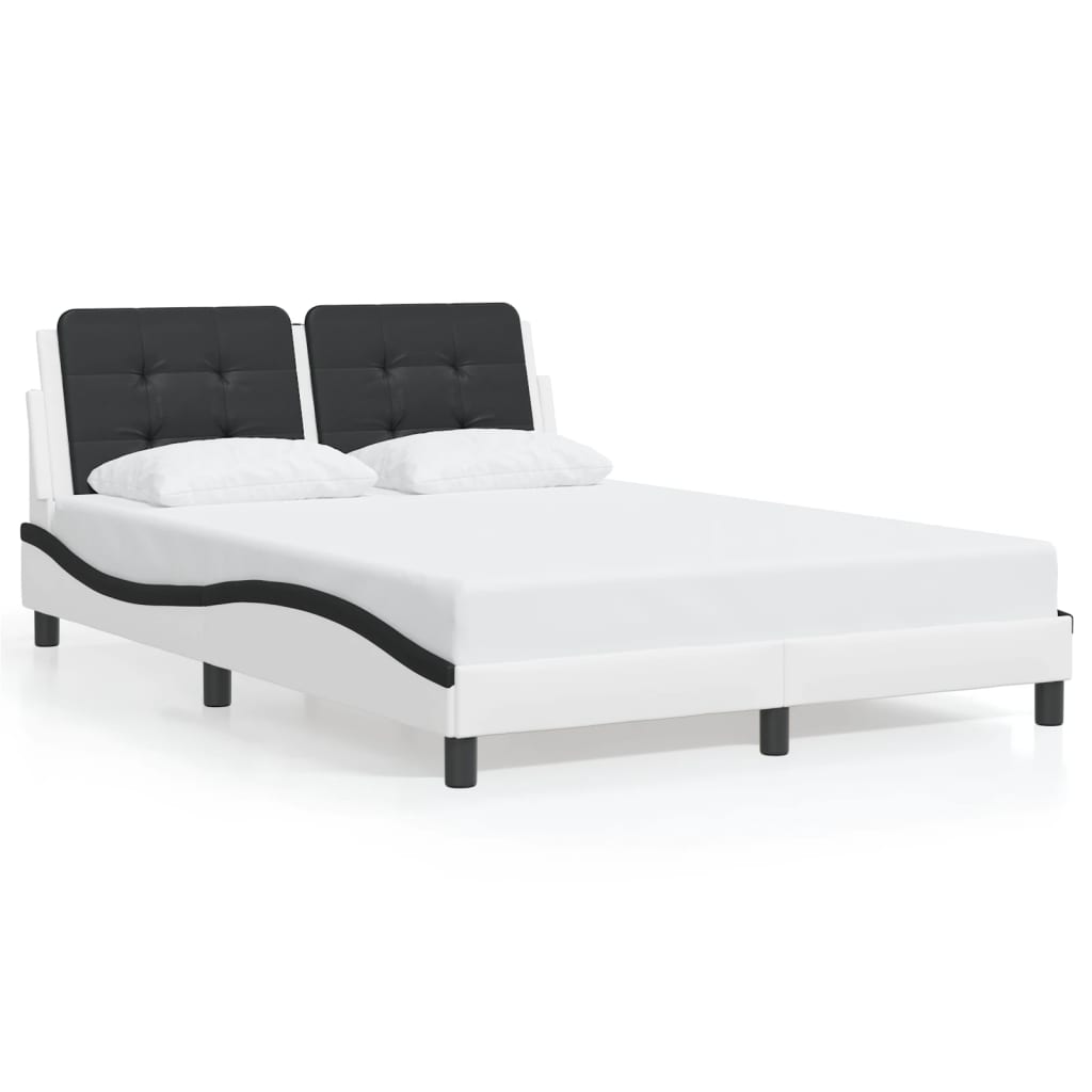 Bedframe met LED-verlichting kunstleer wit en zwart 140x190 cm is nu te koop bij PeponiXL, paradijselijk wonen!