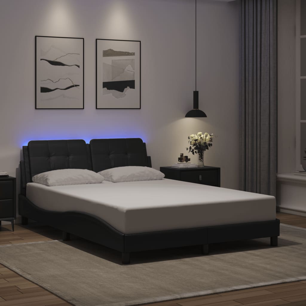 Bedframe met LED zonder matras "Zadar" zwart 140x200 cm is nu te koop bij PeponiXL, paradijselijk wonen!