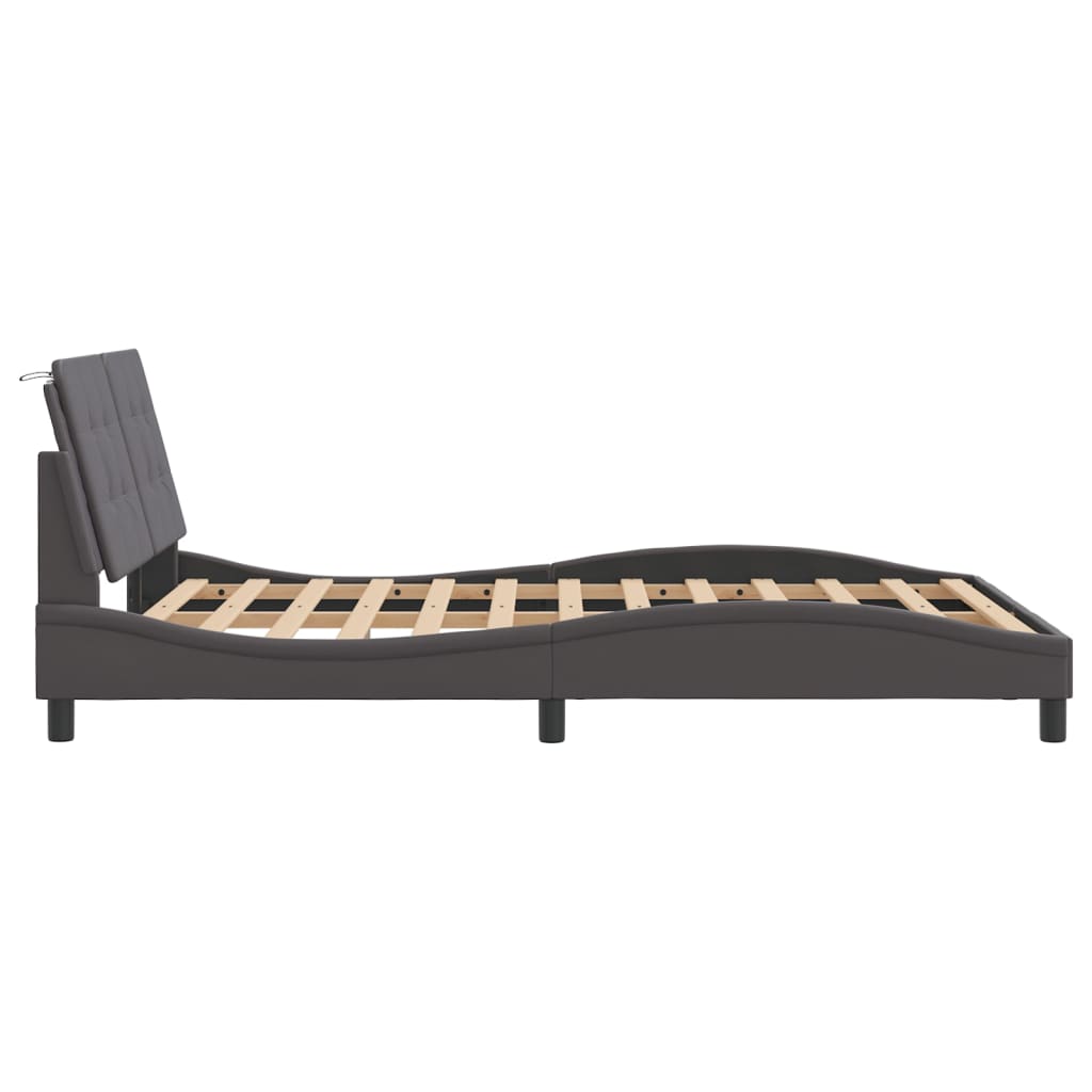 Bedframe met LED zonder matras "Zadar" grijs 140x200 cm is nu te koop bij PeponiXL, paradijselijk wonen!