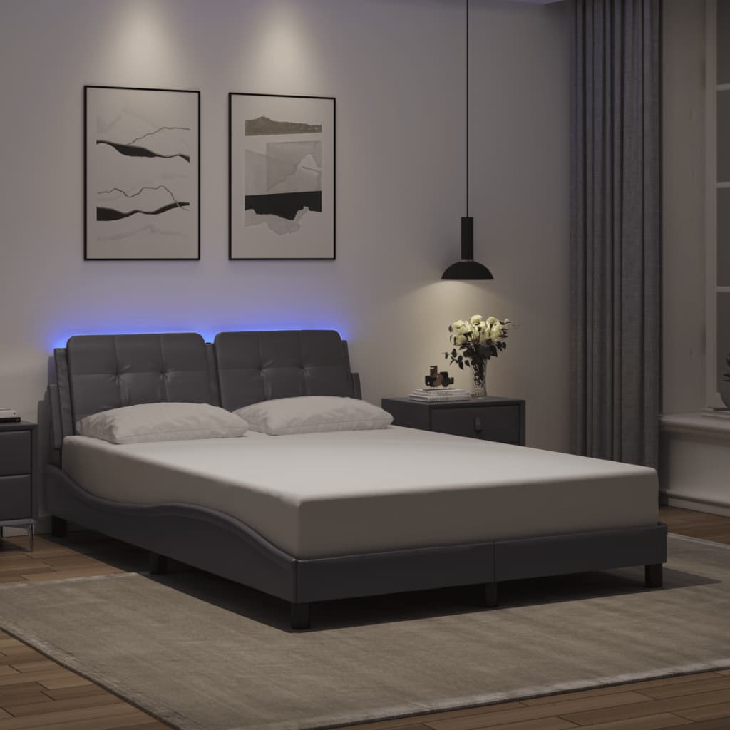 Bedframe met LED zonder matras "Zadar" grijs 140x200 cm is nu te koop bij PeponiXL, paradijselijk wonen!