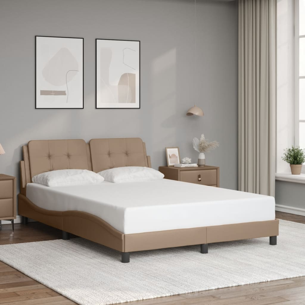 Bedframe met LED-verlichting kunstleer cappuccino 140x200 cm is nu te koop bij PeponiXL, paradijselijk wonen!