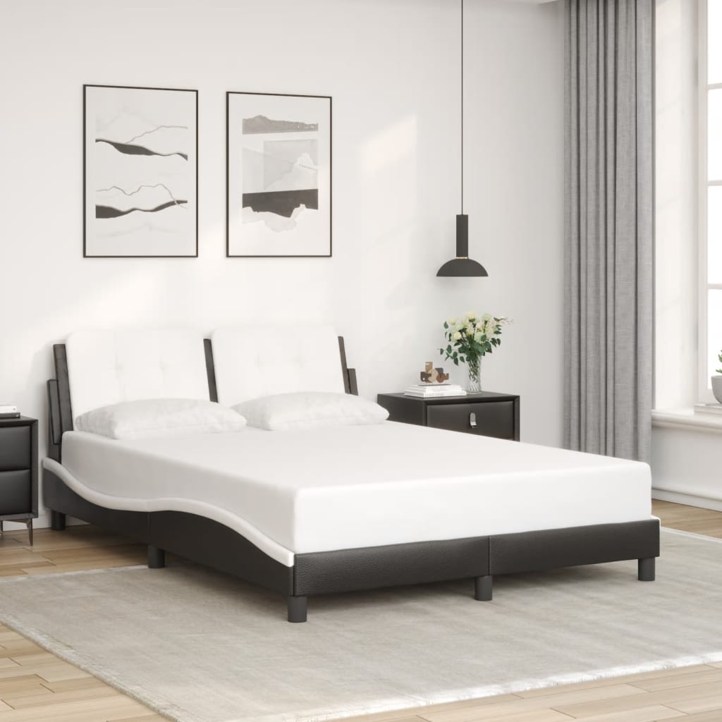Bedframe met LED-verlichting kunstleer zwart en wit 140x200 cm is nu te koop bij PeponiXL, paradijselijk wonen!