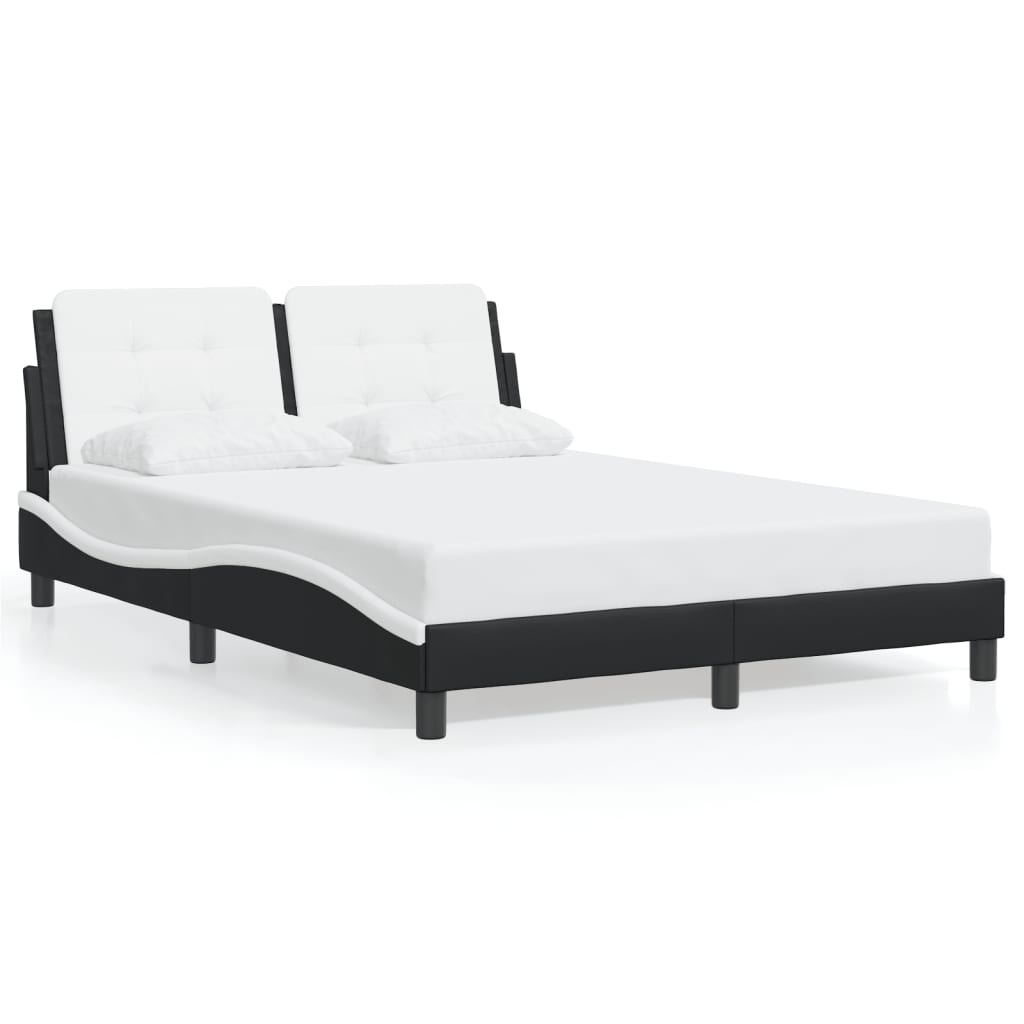 Bedframe met LED zonder matras "Zadar" zwart en wit 140x200 cm is nu te koop bij PeponiXL, paradijselijk wonen!