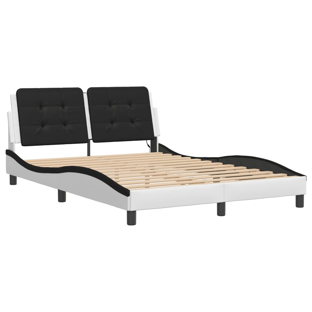Bedframe met LED zonder matras "Zadar" wit en zwart 140x200 cm is nu te koop bij PeponiXL, paradijselijk wonen!