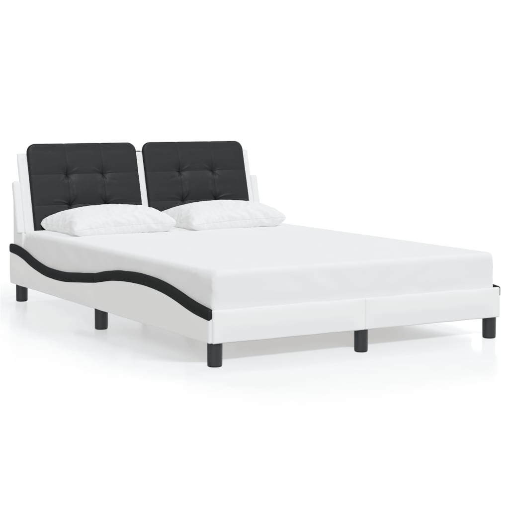 Bedframe met LED-verlichting kunstleer wit en zwart 140x200 cm is nu te koop bij PeponiXL, paradijselijk wonen!