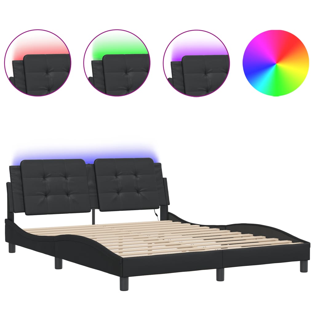 Bedframe met LED zonder matras "Zadar" zwart 160x200 cm is nu te koop bij PeponiXL, paradijselijk wonen!