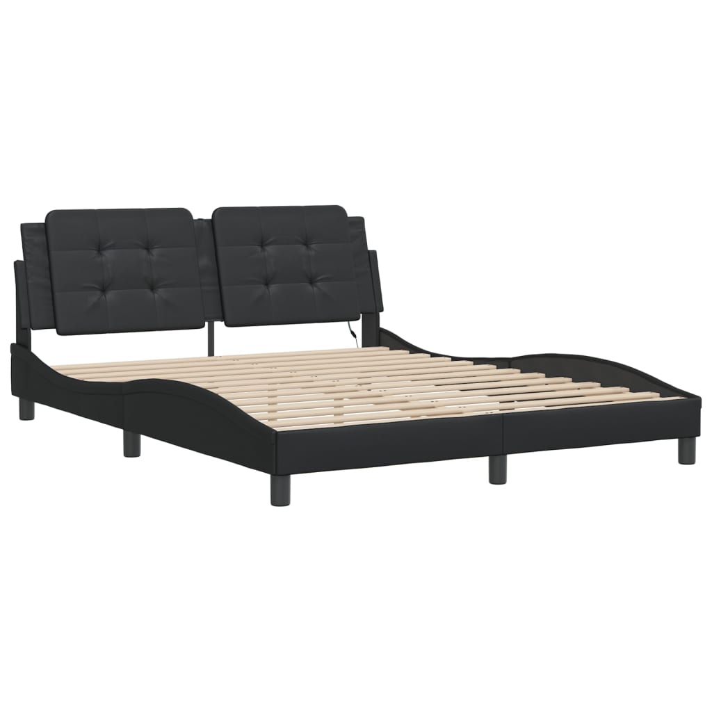 Bedframe met LED zonder matras "Zadar" zwart 160x200 cm is nu te koop bij PeponiXL, paradijselijk wonen!