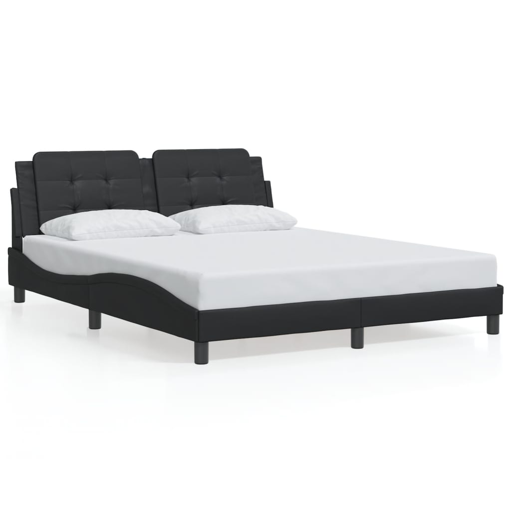 Bedframe met LED-verlichting kunstleer zwart 160x200 cm is nu te koop bij PeponiXL, paradijselijk wonen!
