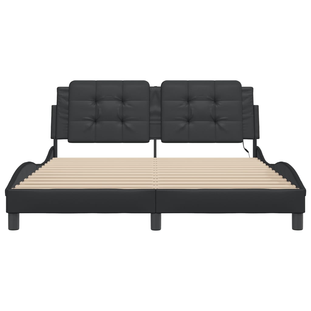 Bedframe met LED-verlichting kunstleer zwart 160x200 cm is nu te koop bij PeponiXL, paradijselijk wonen!
