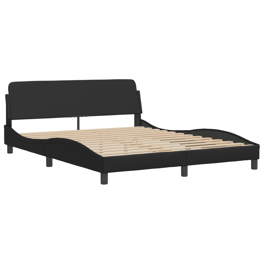 Bedframe met LED-verlichting kunstleer zwart 160x200 cm is nu te koop bij PeponiXL, paradijselijk wonen!