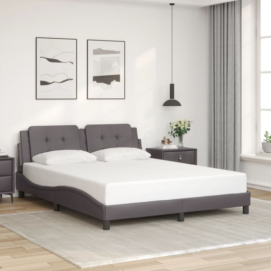 Bedframe met LED-verlichting kunstleer grijs 160x200 cm is nu te koop bij PeponiXL, paradijselijk wonen!