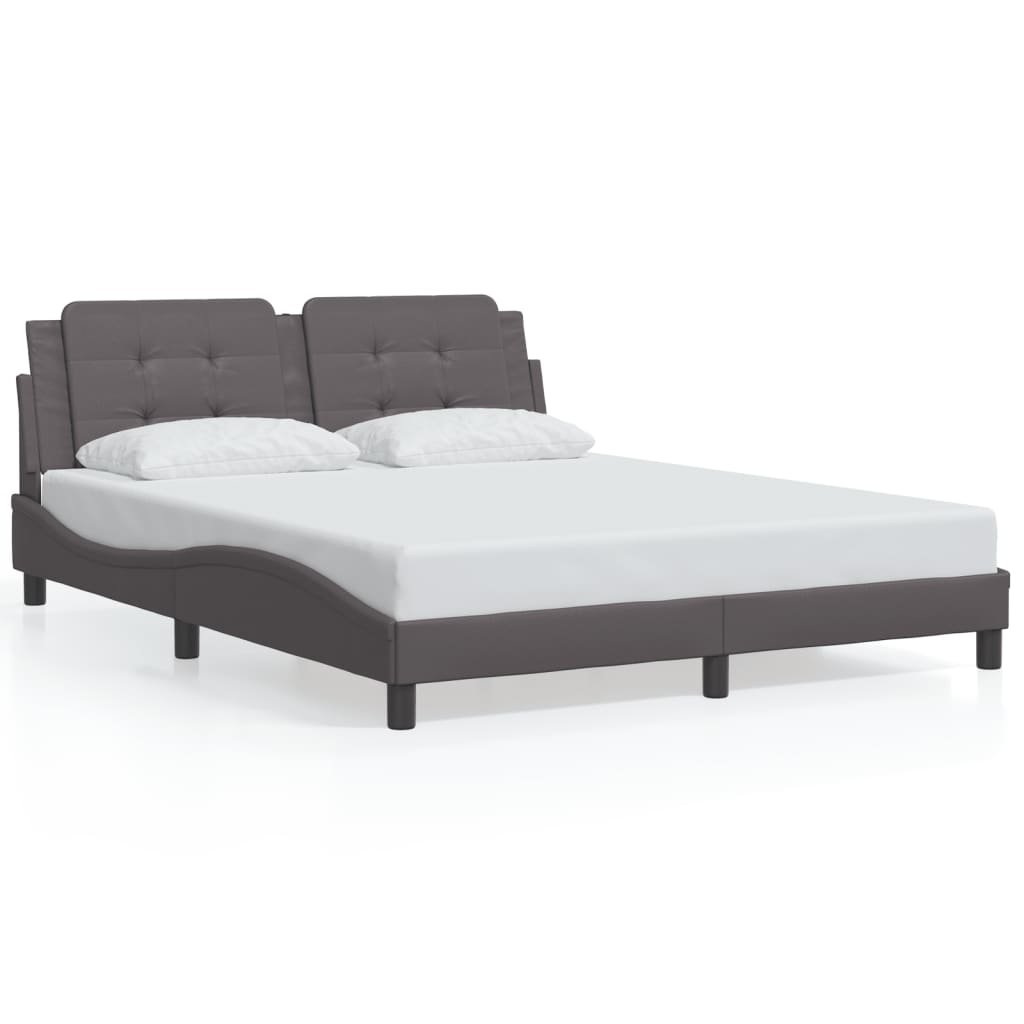 Bedframe met LED-verlichting kunstleer grijs 160x200 cm is nu te koop bij PeponiXL, paradijselijk wonen!