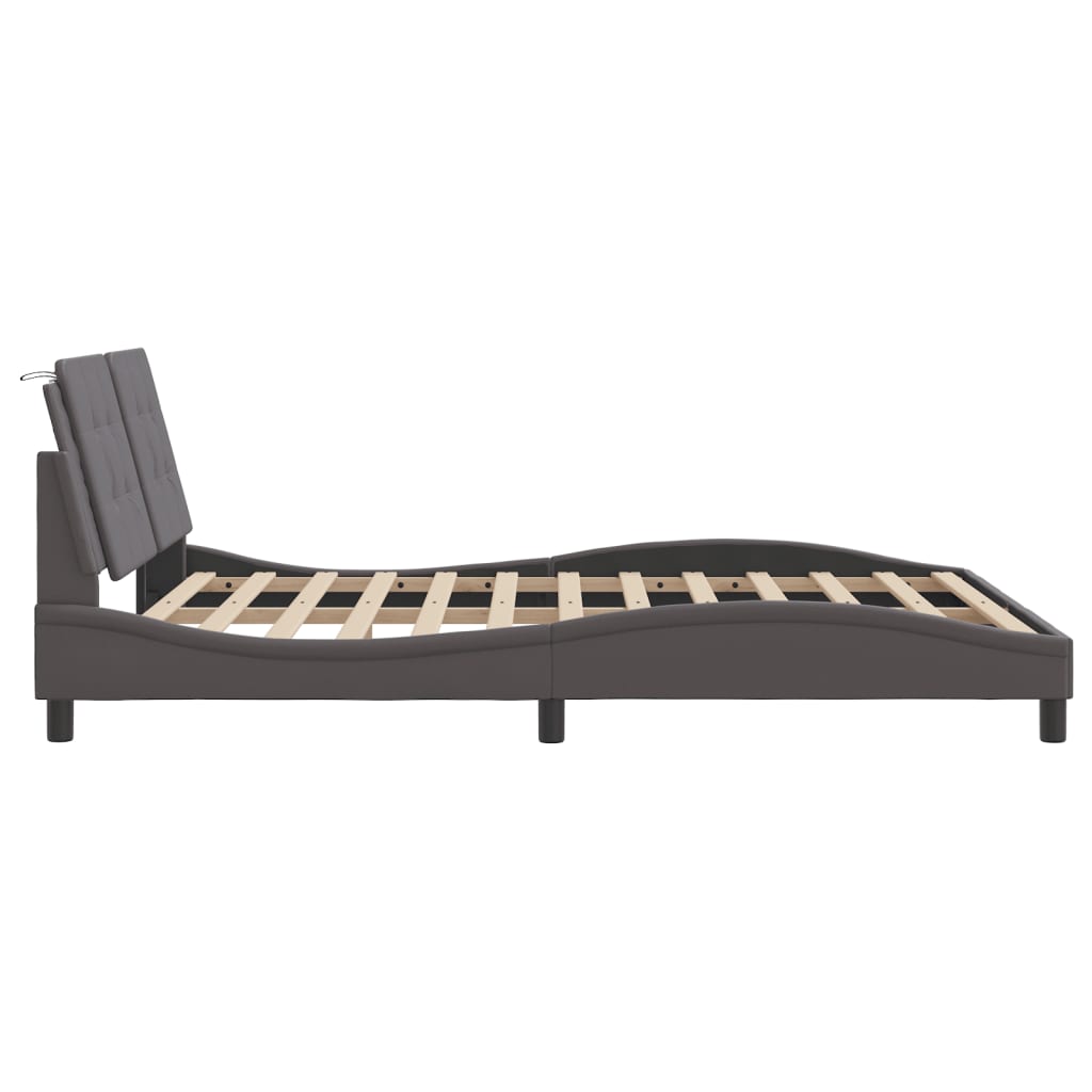 Bedframe met LED zonder matras "Zadar" grijs 160x200 cm is nu te koop bij PeponiXL, paradijselijk wonen!