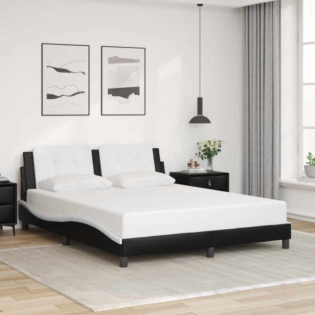 Bedframe met LED zonder matras "Zadar" zwart en wit 160x200 cm is nu te koop bij PeponiXL, paradijselijk wonen!