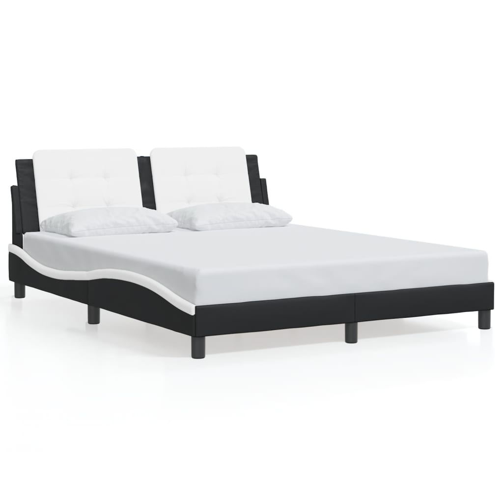 Bedframe met LED zonder matras "Zadar" zwart en wit 160x200 cm is nu te koop bij PeponiXL, paradijselijk wonen!