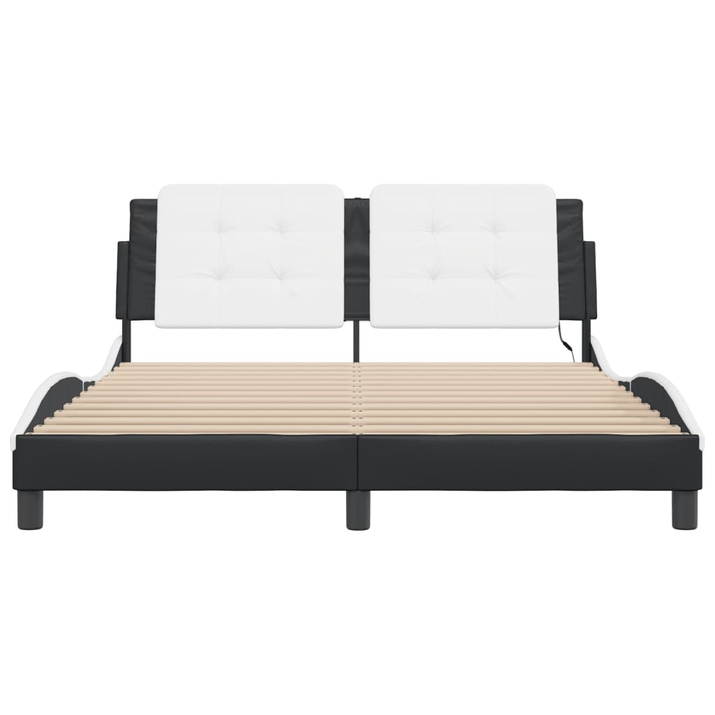 Bedframe met LED zonder matras "Zadar" zwart en wit 160x200 cm is nu te koop bij PeponiXL, paradijselijk wonen!