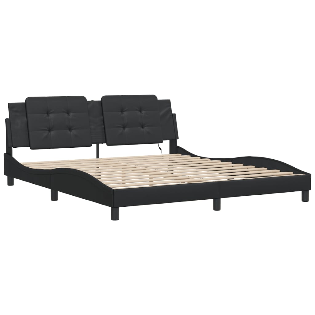 Bedframe met LED-verlichting kunstleer zwart 180x200 cm is nu te koop bij PeponiXL, paradijselijk wonen!