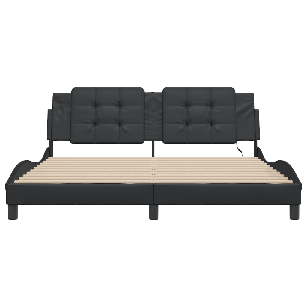Bedframe met LED-verlichting kunstleer zwart 180x200 cm is nu te koop bij PeponiXL, paradijselijk wonen!