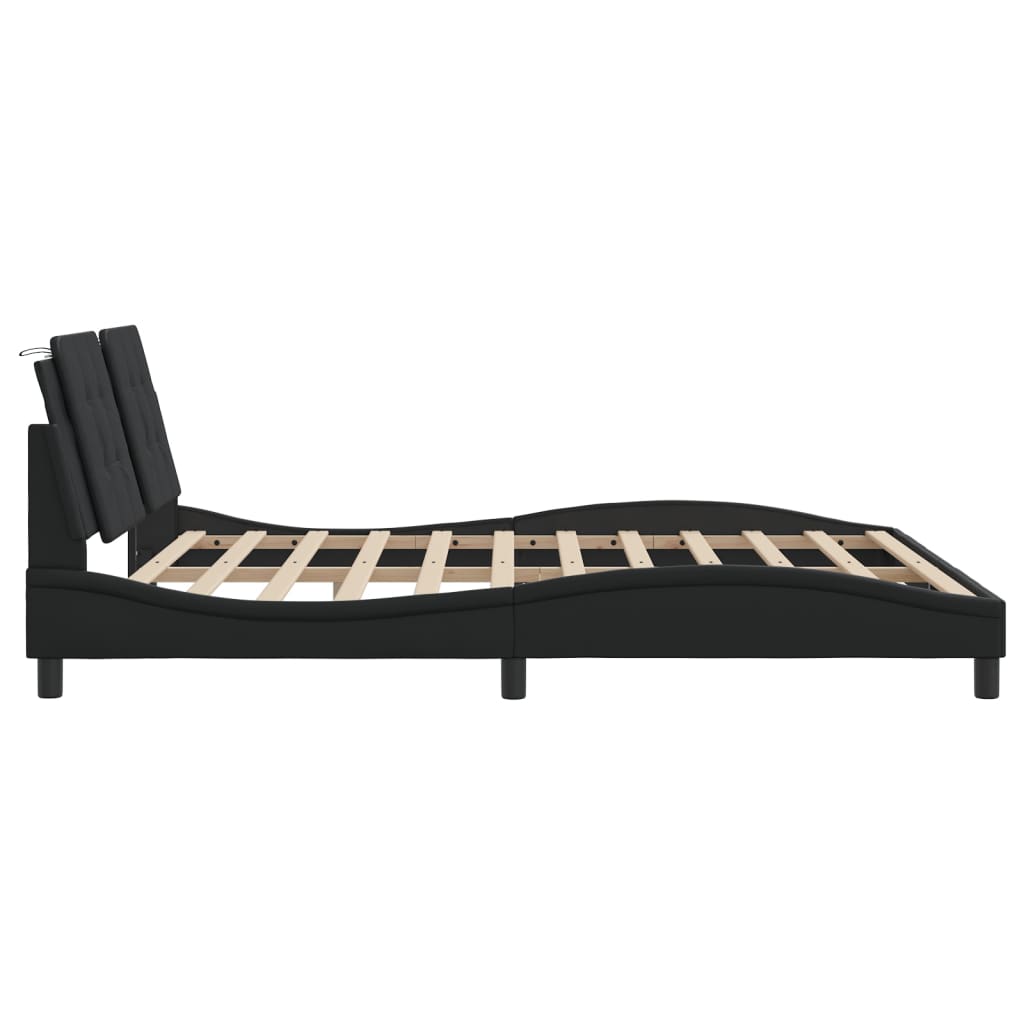 Bedframe met LED-verlichting kunstleer zwart 180x200 cm is nu te koop bij PeponiXL, paradijselijk wonen!